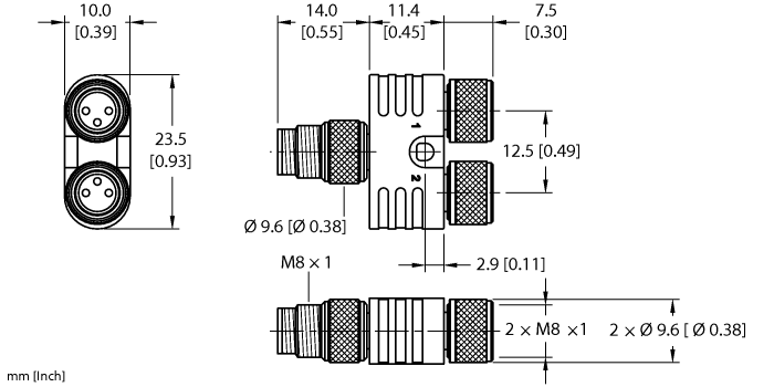 705547-1 Pico Connector Splitter Y 3p 3 Wire YP2-MFS4/2MFK3 Details about   Turck U0932-33 