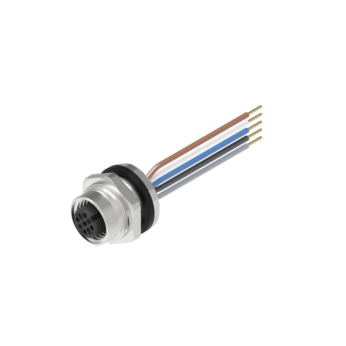 Female Receptacle with Stranded Wires - Rear-Mounted