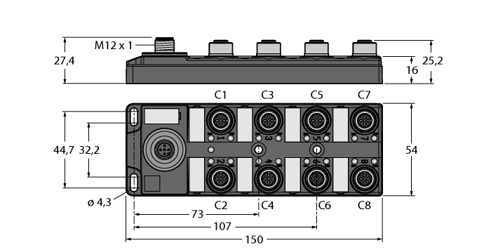 I/O Hub for Connecting Digital Signals to IO-Link Master - 16 Universal ...
