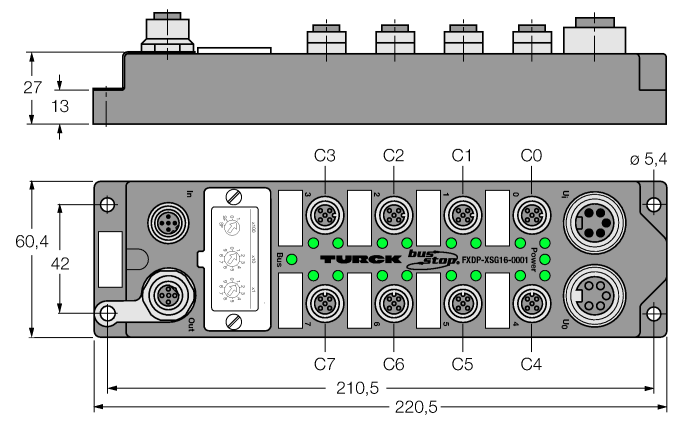 Fieldbus I/O module PROFIBUS-DP - 16 configurable digital channels
