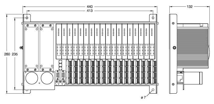 excom I/O System - Module Rack, Zone 1, for 16 Modules
