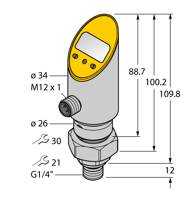 Pressure Sensor (Rotatable) - With Analog Output and PNP/NPN